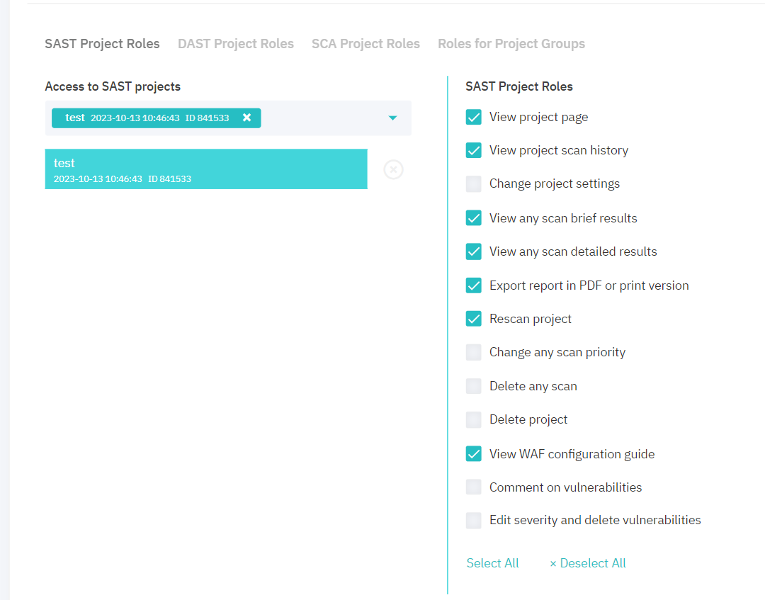 Figure 10.68: Roles for project