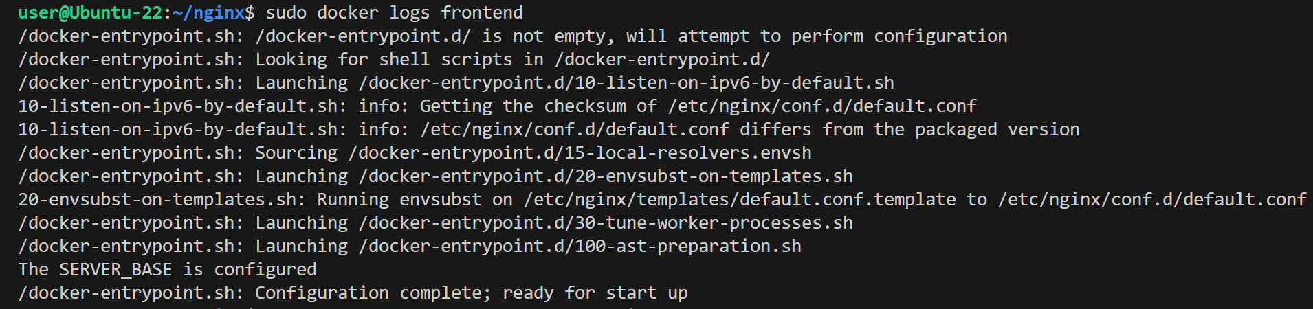 Figure 10.84: Frontend log after changes