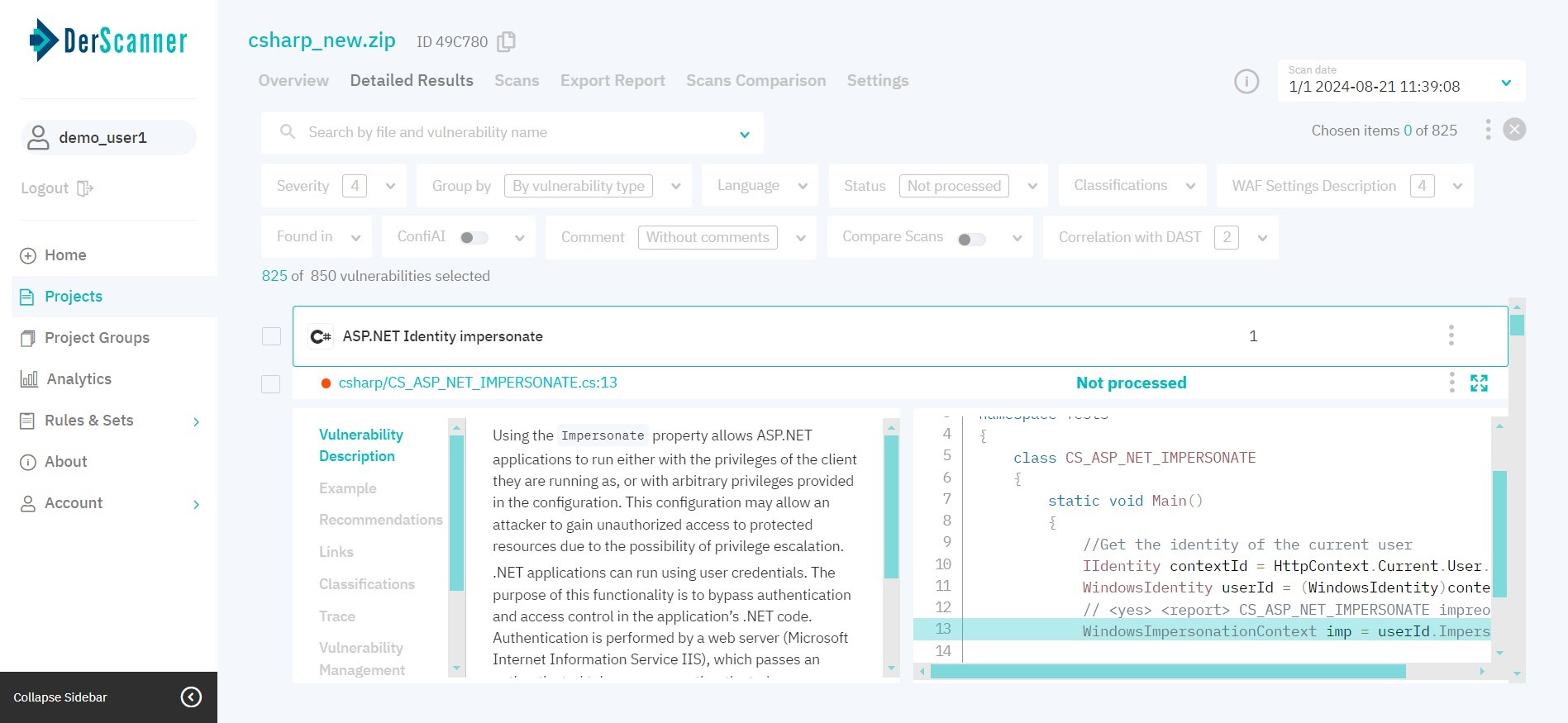 Figure 5.12: Vulnerability description